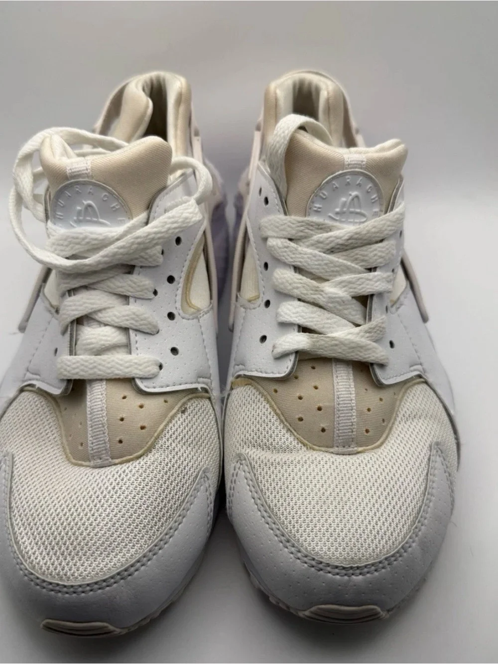 Nike Kids White and Tan Lace-Up Sneakers 6.5